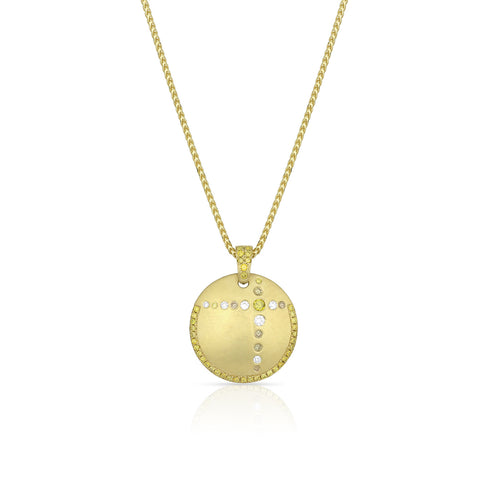 mixed fancy diamonds cross shield pendant necklace <span class='visuallyhidden'>Call, text 323-404-2959 for shopping help.</span>